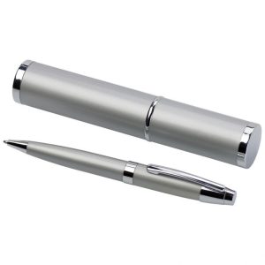 Ручка металева в тубусі поворотна чорне чорнило