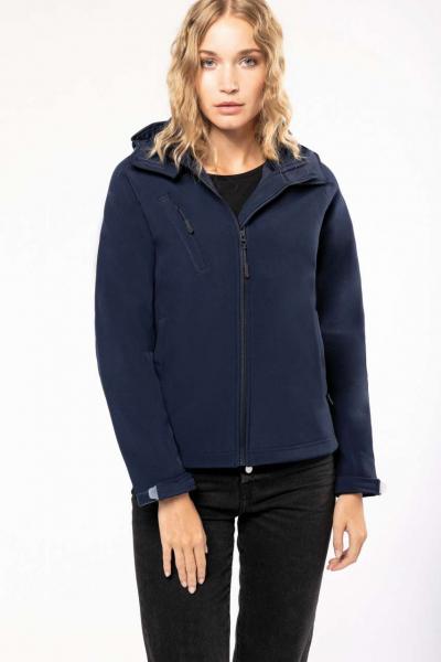 LADIES` DETACHABLE HOODED SOFTSHELL JACKET